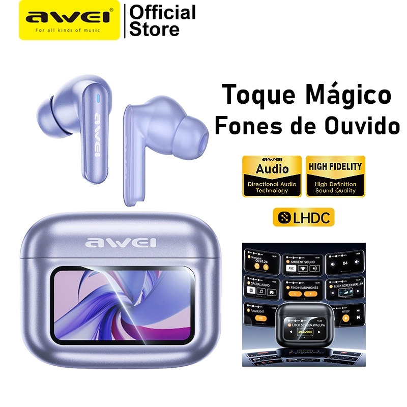 Fone de Ouvido Awei T56 Bluetooth ANC Cancelamento Graves Potentes Sem Fio Original em Oferta na Shopee