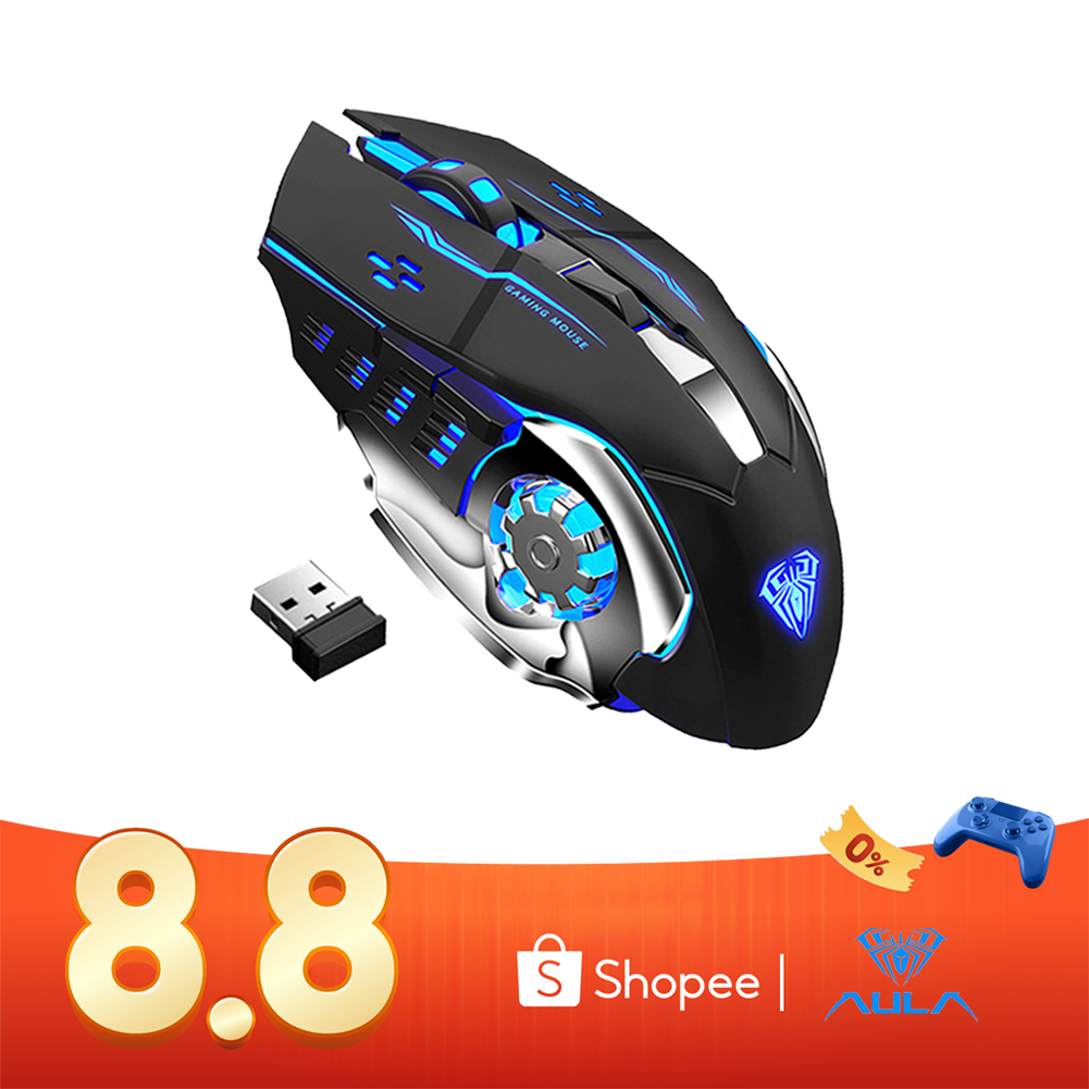 Rato Sem Fio AULA SC100 800mAh De Jogo Recarregável Para Computador - Computers & Accessories