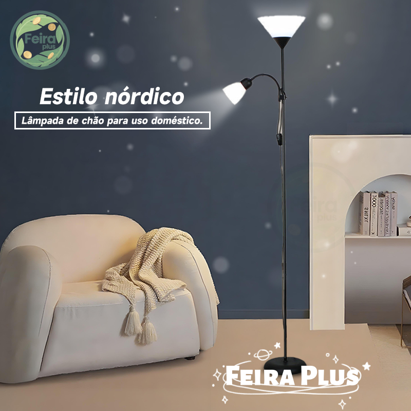 Luminária Pedestal 1.6M Dupla De Piso Luz De Chão Pedestal De Piso Abajur Articulada Flexivel