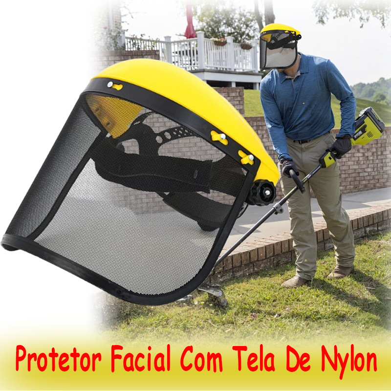 Protetor Facial Com Tela De Nylon Para Operador De Roçadeira em Oferta na Shopee