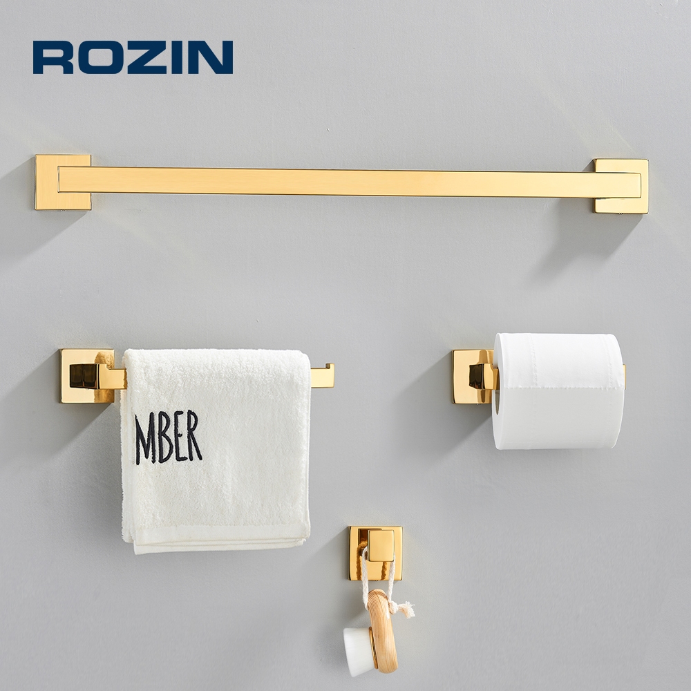 Kit Acessórios Para Banheiro Com 4 Dourado Peças,Inox 40/60cm Kit Com Suporte Toalha,Preto em Oferta na Shopee