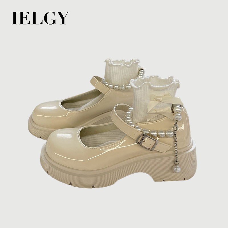 IELGY Design Original ~ Hot Mary Jane Sapatos De Couro Corrente Pérola Versátil Saia College Style Japonês JK em Oferta na Shopee