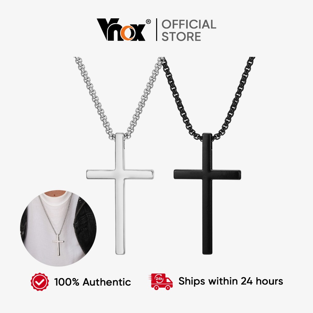 Vnox Titânio Aço Cruz Colar Moda INS Influenciador Camisola De Inoxidável Corrente Simples Jóias Acessórios Para Homem E em Oferta na Shopee