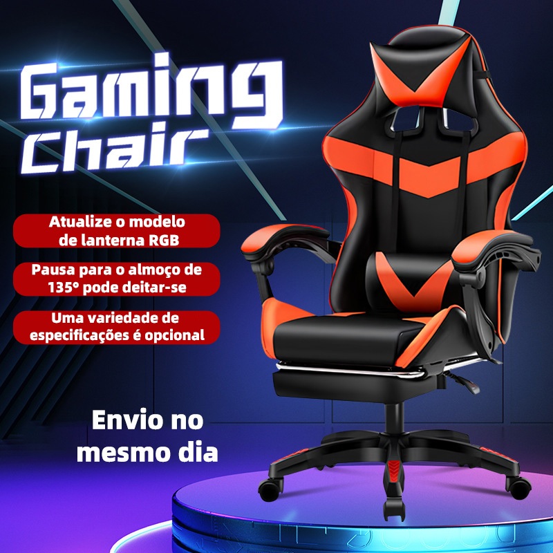 Cadeira Gamer Profissional Escritório Ergonômica Reclinável Confortável Com Rodinha E Apoio Para