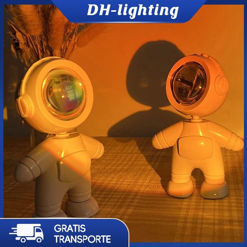 Astronauta Pôr Do Sol Luz Atmosfera Fotografia Fundo Projeção Nightlight LED Quarto Lâmpada De Mesa USB
