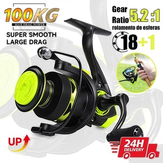 100kg Max Metal Carretilha De Pesca Com 5.2 : 1 HK1000-7000 Alta 10kg Max Molinete De Pesca Molinete Sports Pitching Pes