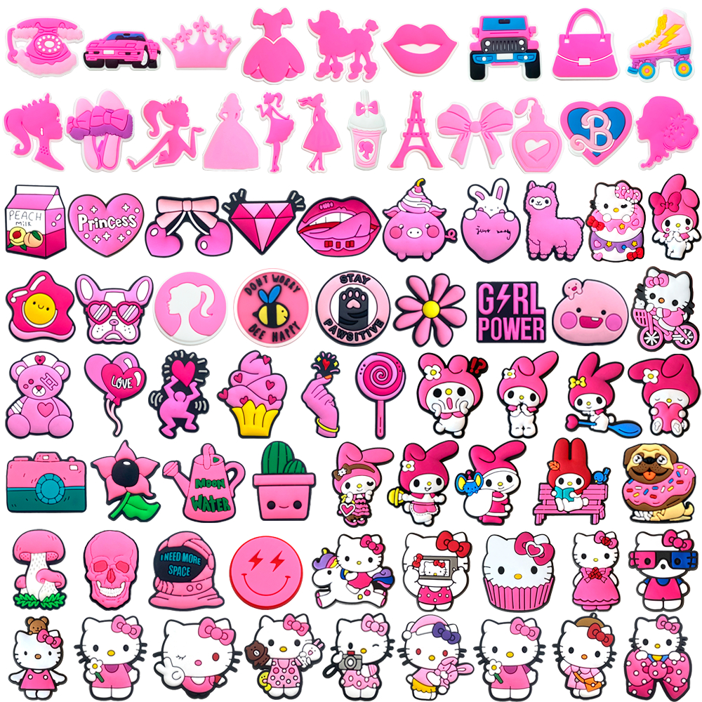 100 Amuletos De Sapato Série Rosa , Acessórios DIY Para Com Botões , Decorações De PVC , Adequados Sandálias De Slides D em Oferta na Shopee