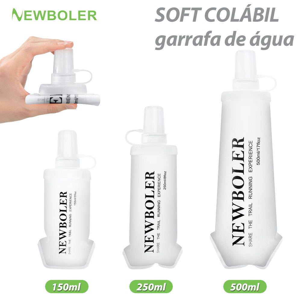 NEWBOLER 150ml 250ml 500ml Frasco Macio TPU Silicone Garrafa De Água Dobrável Para Esportes Ao Ar Livre Viajar Ciclismo em Oferta na Shopee