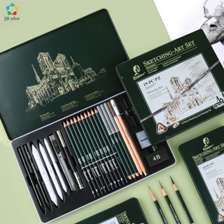 Kit Lápis De Desenho Profissional 10/12/19Pcs Caneta Esboço De Grafite Carvão Material De Arte em Oferta na Shopee
