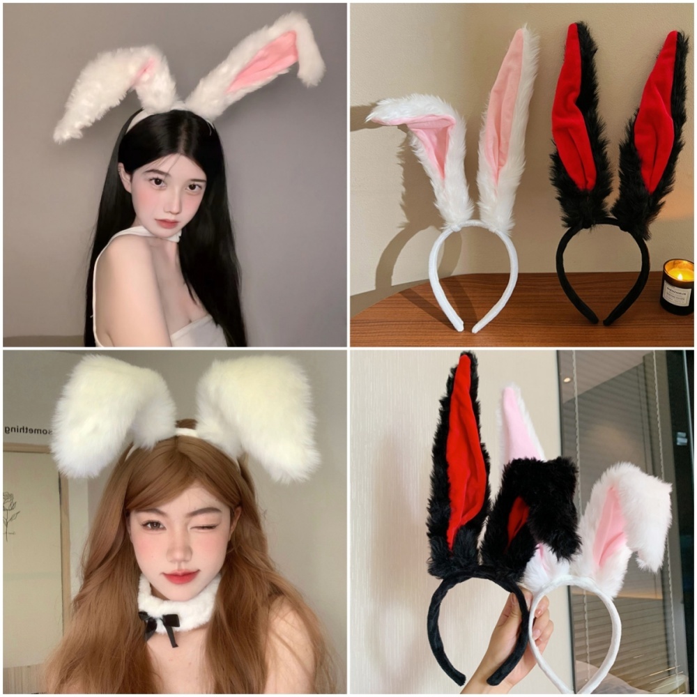 Super Grande Orelhas De Coelho Tiara Headband Garota Coelhinha Faixas De Cabelo Cosplay Bonito Vestir-Se Headwear