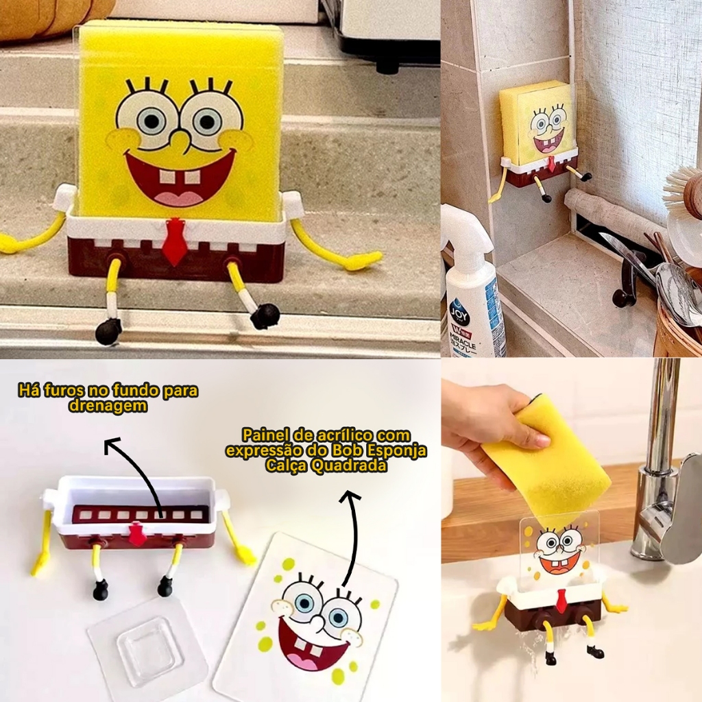 Porta esponja Bob Esponja Divertido – Ideal para Cozinha e Banheiro