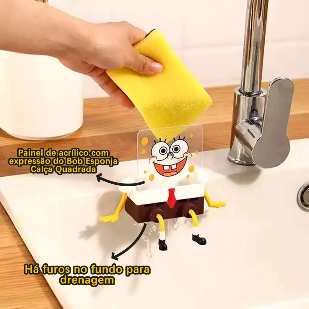 Porta esponja Bob Esponja Divertido – Ideal para Cozinha e Banheiro