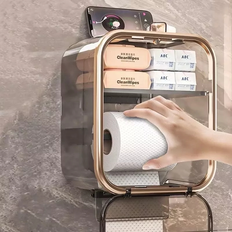 haosin Armazenamento De Papel Higiênico Transparente Acrílico E Caixa Organizadora em Oferta na Shopee