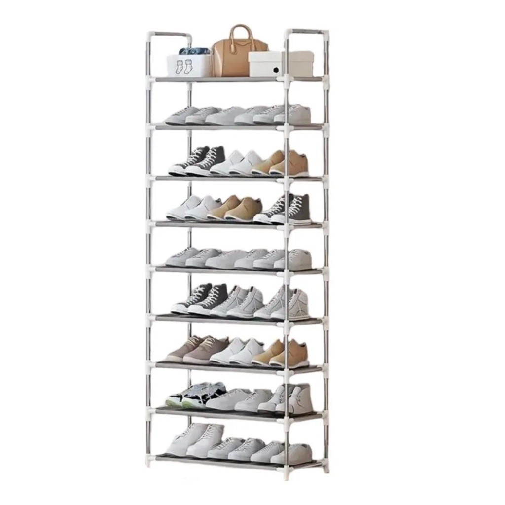 Sapateira Vertical Com Aço Inoxidável Luxuoso , 27 Pares De Sapatos E 9 Prateleiras