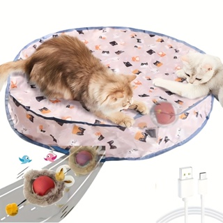 brinquedo interativo para gatos , simulado divertido bola de rolamento rápido reutilizável em tapete de brincar internos em Oferta na Shopee