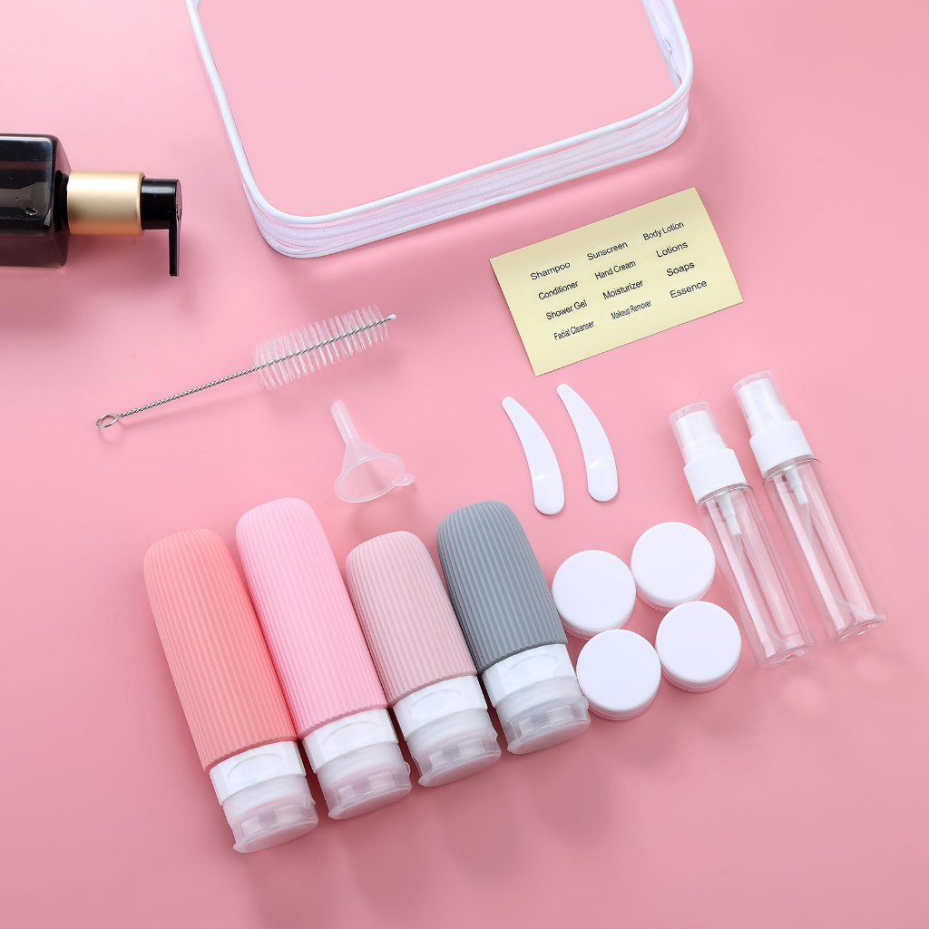 Kit Potes Frascos Silicone Viagem Creme Shampoo Condicionador Cosméticos 16/4 Peças