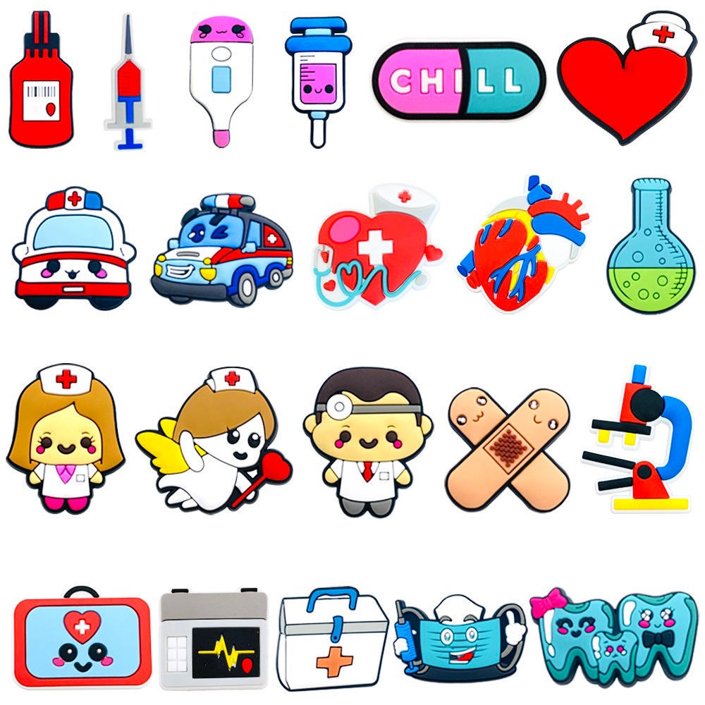 MEIDJ Encantos De Sapato Calçado Charms 21 Medical Care Series Decorações Acessórios do PVC com botão