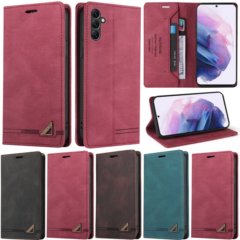 Caixa De Luxo Para Samsung Galaxy A56 A36 A16 A06 A05S A55 A35 A25 A15 A34 A54 A14 5G A05 A24 4G Carteira Retrô De Couro