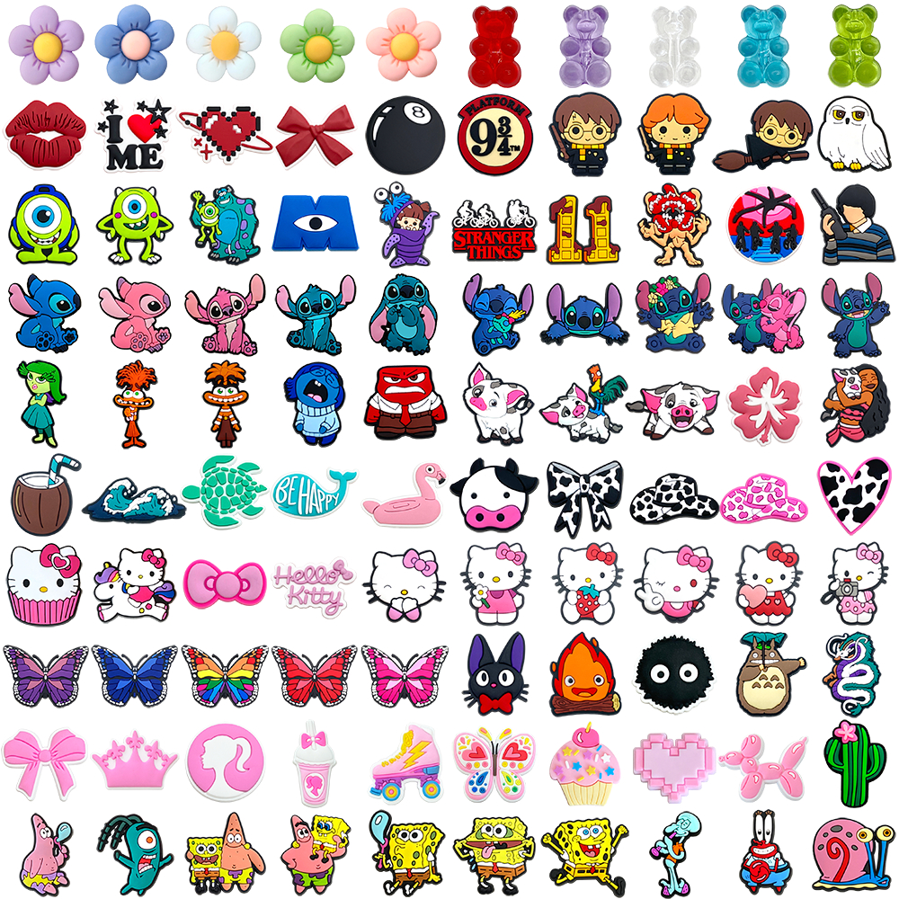 MEIDJ Encantos Para Sapatos 100 Cartton Padrão Decorações Acessórios De PVC Com Botão