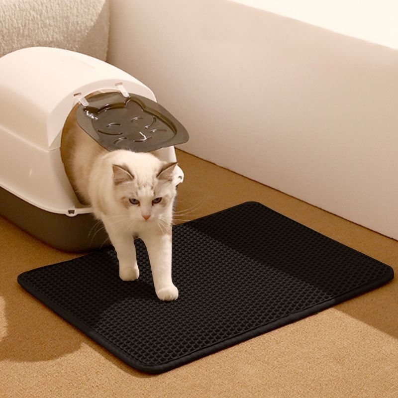 Tapete Higiênico EVA Coletor de Areia Para Gato Lavável Dupla Camada Preto e Cinza 55*75cm
