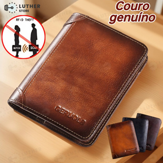 Carteira Antifurto Masculina De Couro Legítimo Vintage De Trifold E Bifold À Escolha em Oferta na Shopee