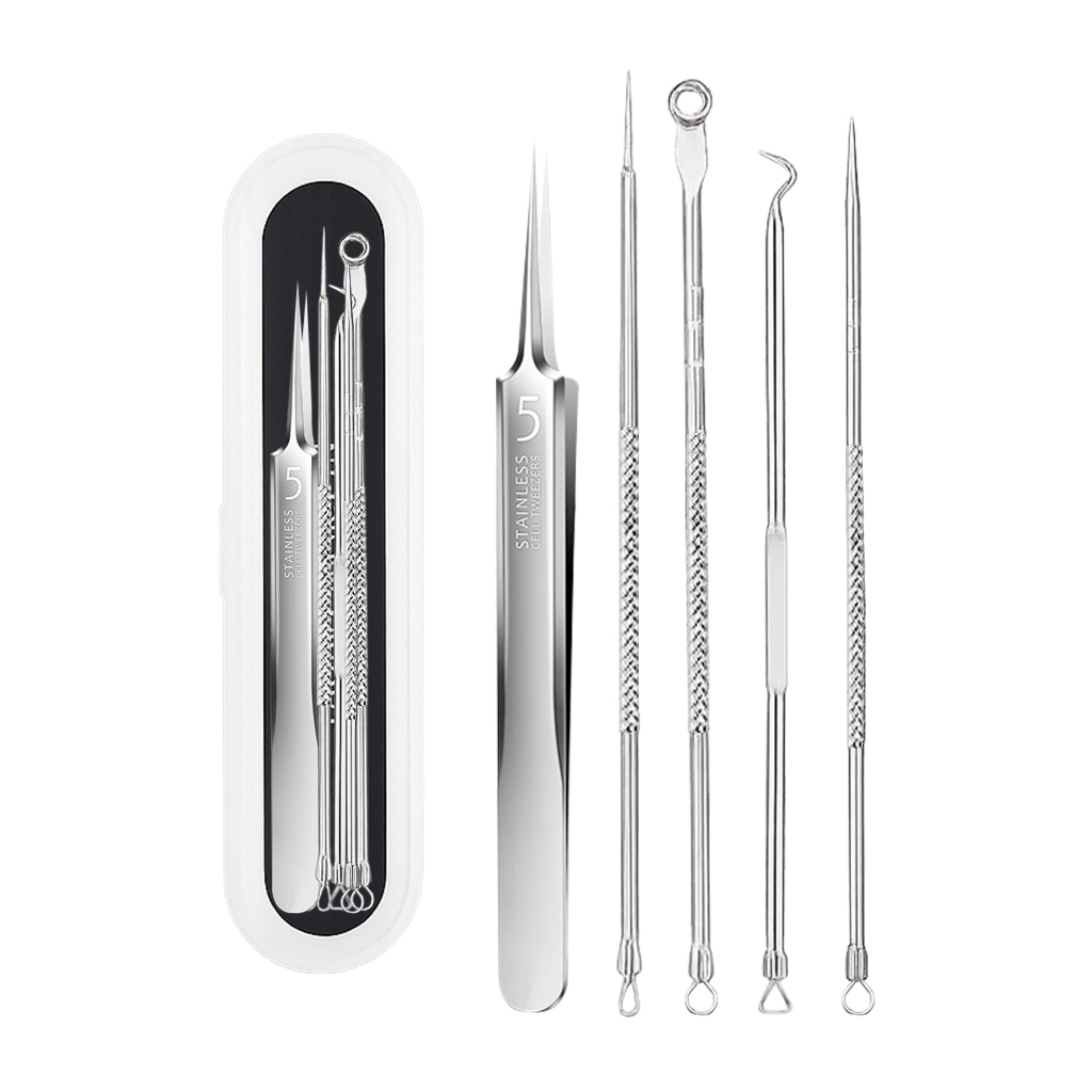 Ferramenta Extratora De Espinhas LAIKOU , Conjunto De 5 Peças Para Cravos-acne Cística-, kit De Beleza Profissional , Co