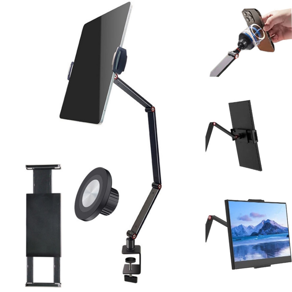 Suporte para Celular e Tablet Braço Articulado Dobrável - Resistente, Rotação 360 para Telas 4-17.3"