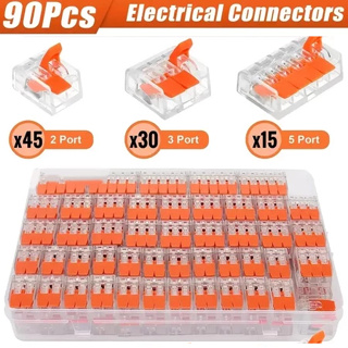 Kit 90 Peças Conector Elétrico Conectores De Porcas De Fio De Alavanca 2 3 5 Portas Kit De Sortimento De Elétricos Par em Oferta na Shopee