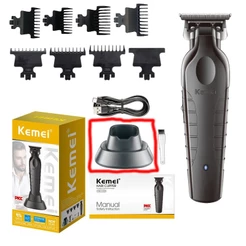 Kemei 2299 Barbeiro Zero Gaped Aparador De Cabelo Sem Fio Máquina De Cortar Acabamento Recarregável Corte Com Suporte De
