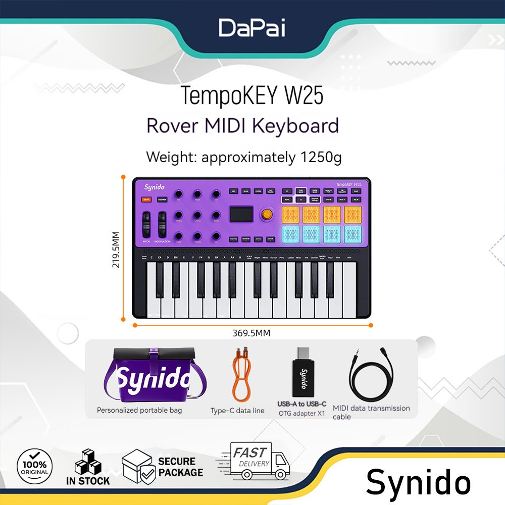 Synido TempoKEY W25 Wanderer MIDI Teclado DJ Band Acompanhamento Arranjo Portátil Bluetooth Controlador Sem Fio