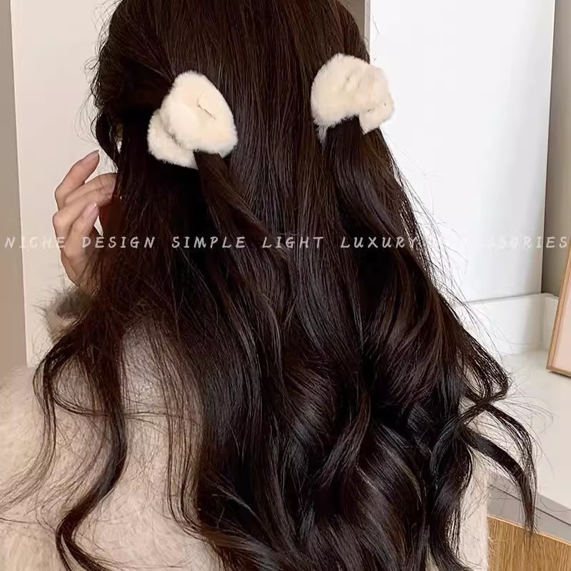 Grampo De Cabelo De Orelha De Gato De Pelúcia Clipe Lateral Feminino Franja Quebrado Pequeno De Risco Bonito Princesa Ca — imagem 2 de 2