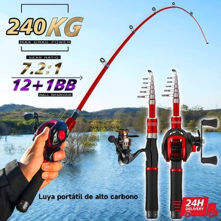 Vara de pesca com carretilha 1.8M Vara De Pesca Carretel Kit Completo Com Alta Velocidade Max Drag 30KG