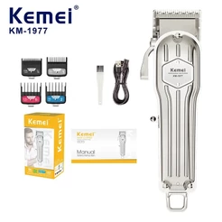 Kemei Profissional Barbeiro Máquina De Cortar Cabelo Para Homens Sem Fio Corte De Elétrica Todo Metal Recarregável Apara