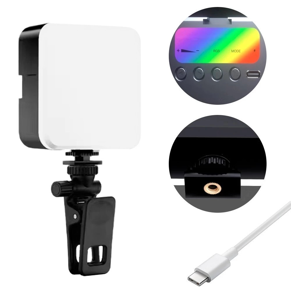 Iluminação RGB 3 Model USB Recarregável Lâmpada Portátil LED para Fotografia Vídeo Ajustável