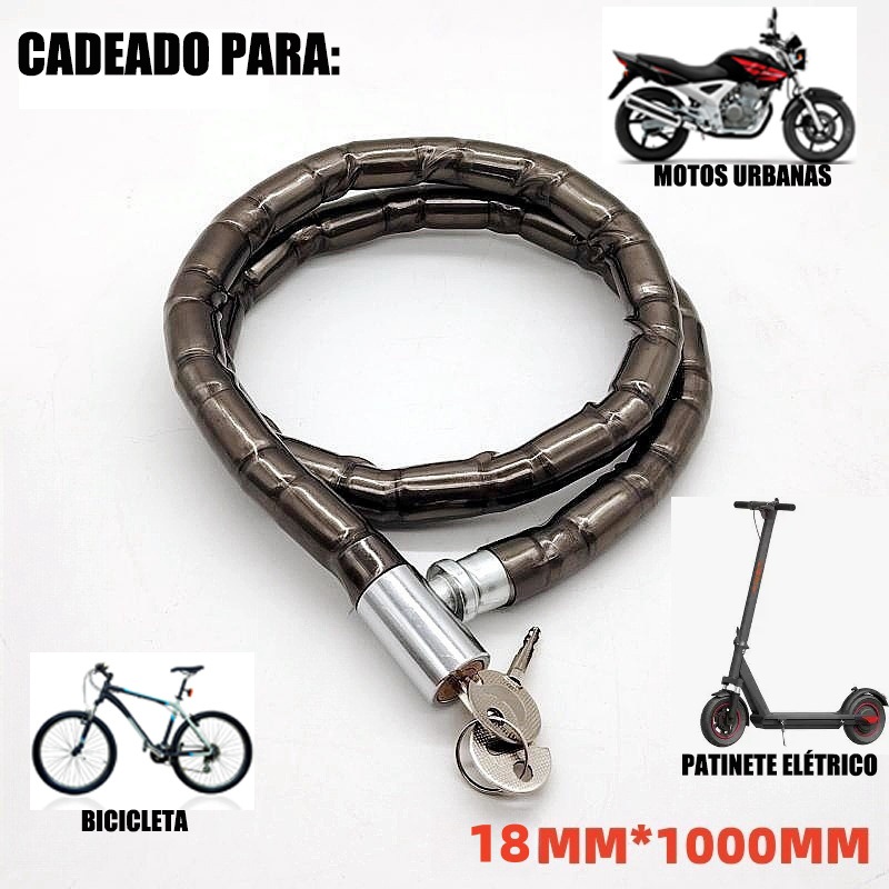 Trava Anti Furto Articulada Cadeado Moto Estepe 1M X 18mm em Oferta na Shopee