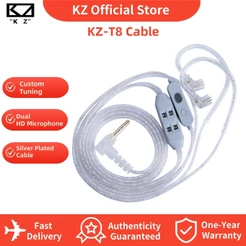 KZ T8-ic Nível De Ajuste Elétron Banhado A Prata Cabo De Atualização Jogo Música 0.75/0.78mm C Pino Fone De Ouvido inter