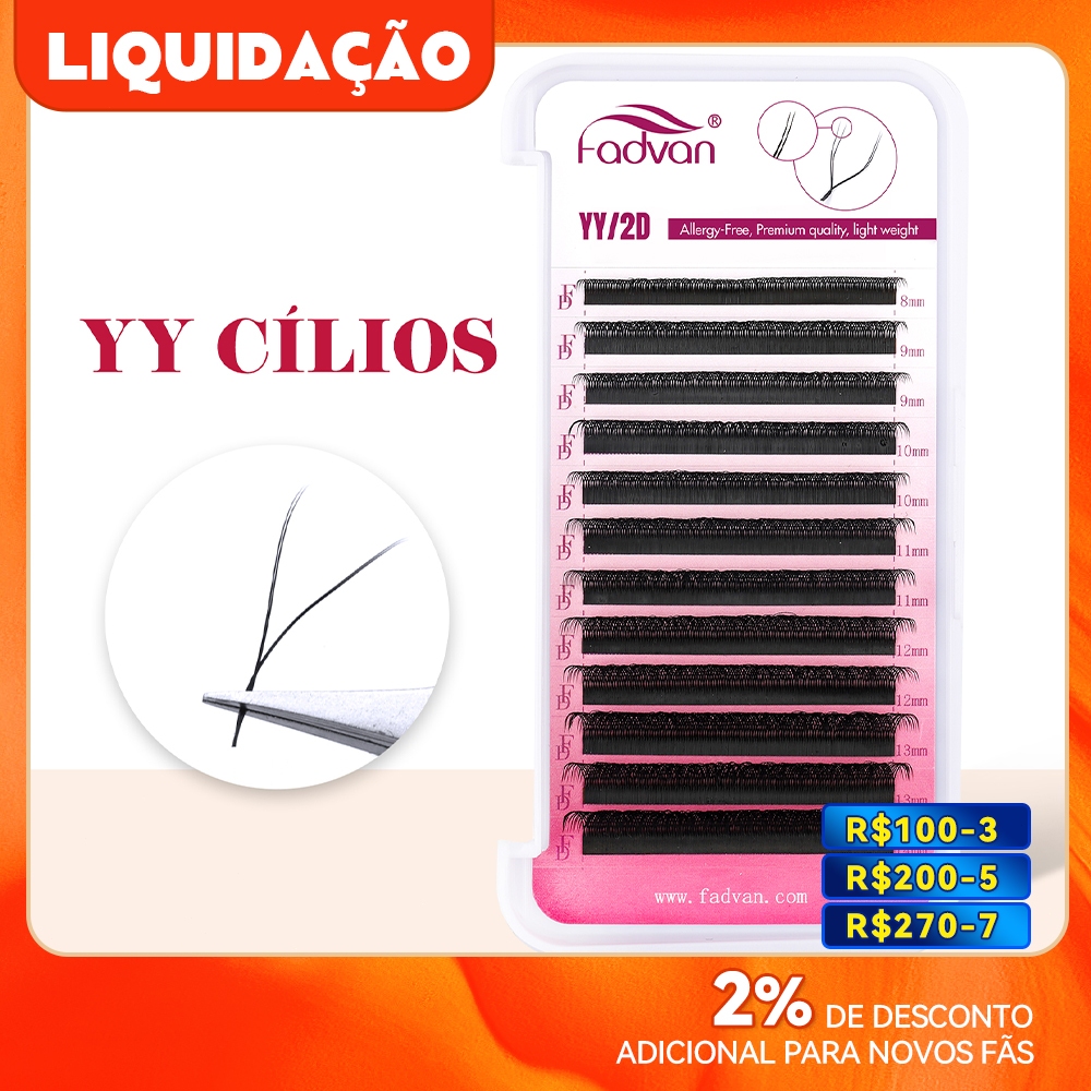 Pestanas Fadvan YY Shape Cílios Fox Eyes Faux Mink Brasileiras Macias Premade Volume De Ventilador