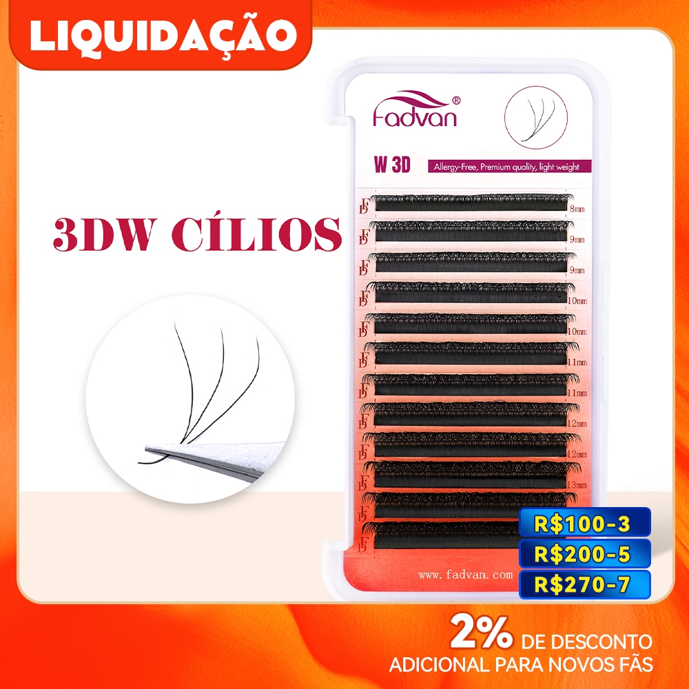Fadvan W cílios 3D ventiladores de volume premade extensão de cílios fornece cílio naturais de vison