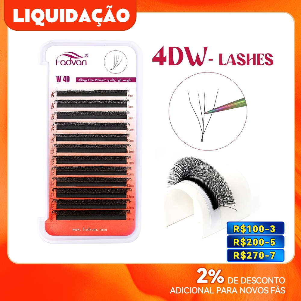 Fadvan 4D W In Shape Eyelash Extensão Fãs Falso Estilo Macio Vison Fácil De Enfeite Cílios Naturais