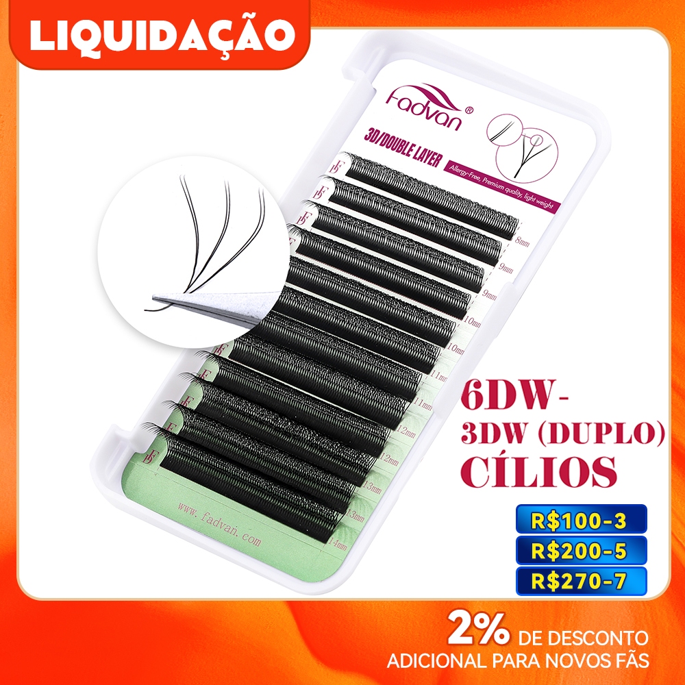 FADVAN Floração Automática W Shape 6D Duplo 3D Fãs Premade Extensões De Cílios Luz Natural Pestanas
