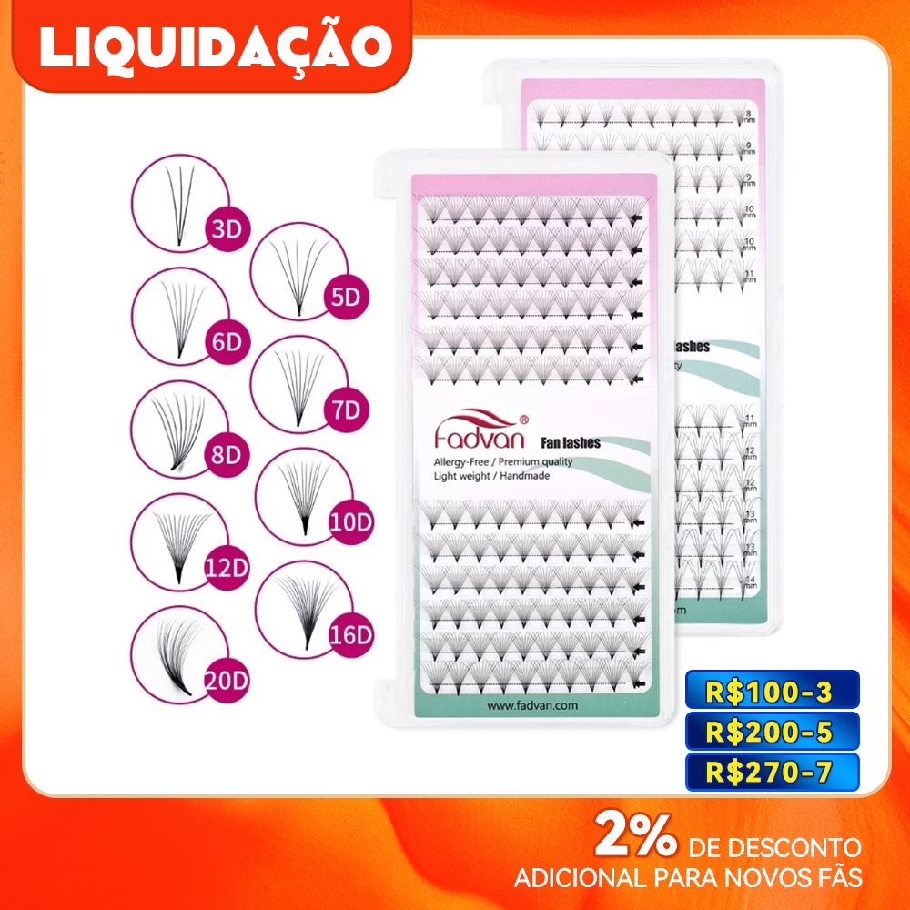 Cílios Fadvan Fan Pronto Volume Russo 3D 5D 6D Mix 8-14 Alongamento Extensão De Cílios Tufo Tufinho