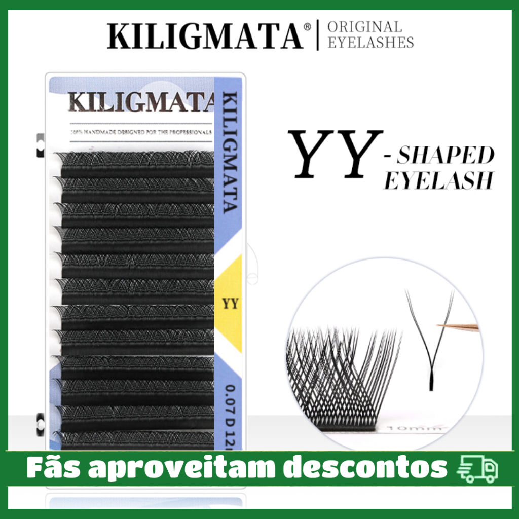 Pestanas KILIGMATA YY Shape Cílios Fox Eyes Faux Mink Brasileiras Macias Premade Volume De Ventilador em Oferta na Shopee