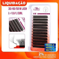 Fadvan L/LU (M)-curl 3D 4D 5D 6D Pestanas Fox Extensão De 12 Linhas Comprimento Misto 8-15mm