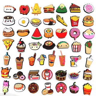 Comida Dos Desenhos Animados Donut Encantos Pino Sapato Acessórios Decorar Chinelos Sandá…