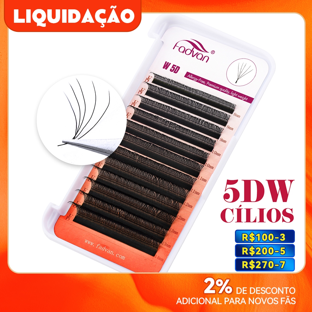 Fadvan 5D W Extensões De Cílios Em Forma De 0.07 C/D Faux Mink Natural Pestanas Profissionais Suaves