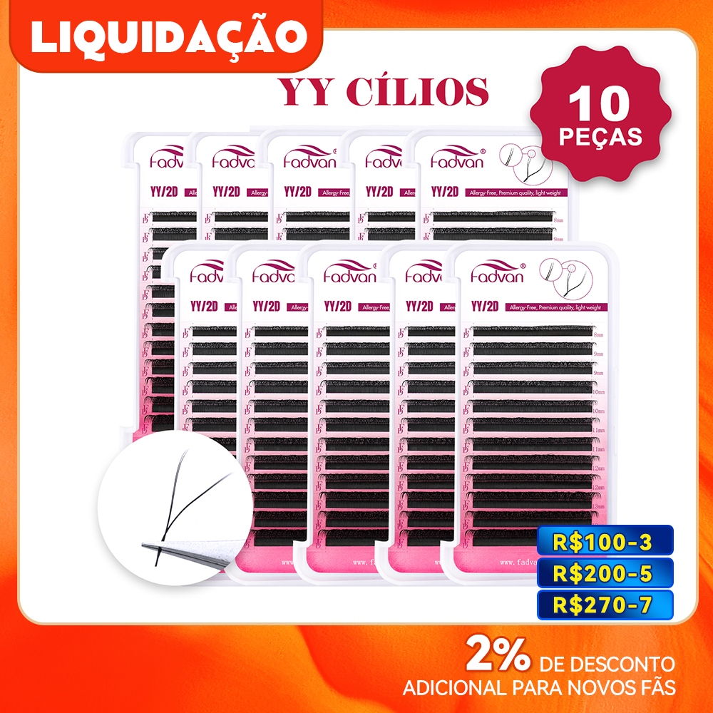 Fadvan 10PCS YY eyelashes Extensão De Cílios Postiços Em Formato De Premium Maquiagem Y shape 8-15