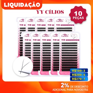 Fadvan 10PCS YY eyelashes Extensão De Cílios Postiços Em Formato De Premium Maquiagem Y shape 8-15 em Oferta na Shopee