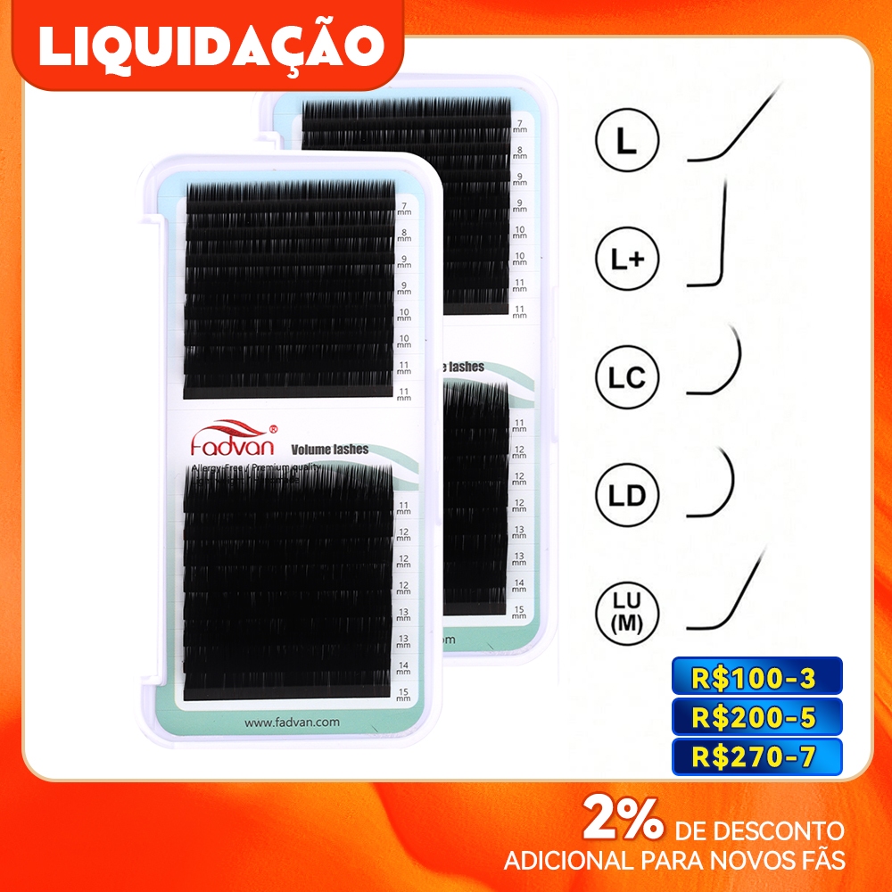 Fadvan 16 Linha L/+/LC/LD/LU Extensões Falsas De Cílios Fox Maquiagem Mista De Faux Para Enxerto