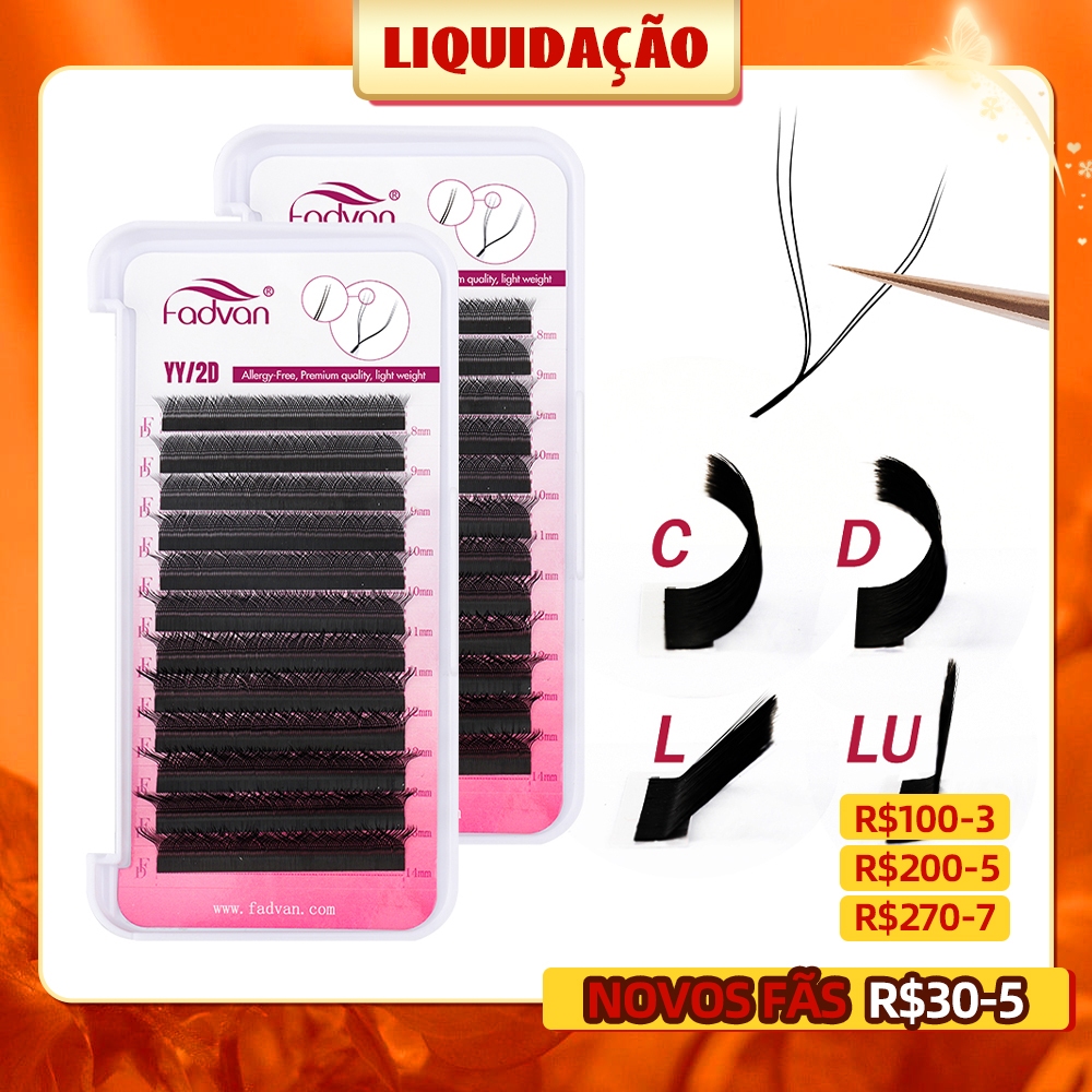 FADVAN Pestanas YY Shape L/Lu (M)/DD/C/D Curl Hand Fabric Premium Mink Extensão De Luz Natural Macia
