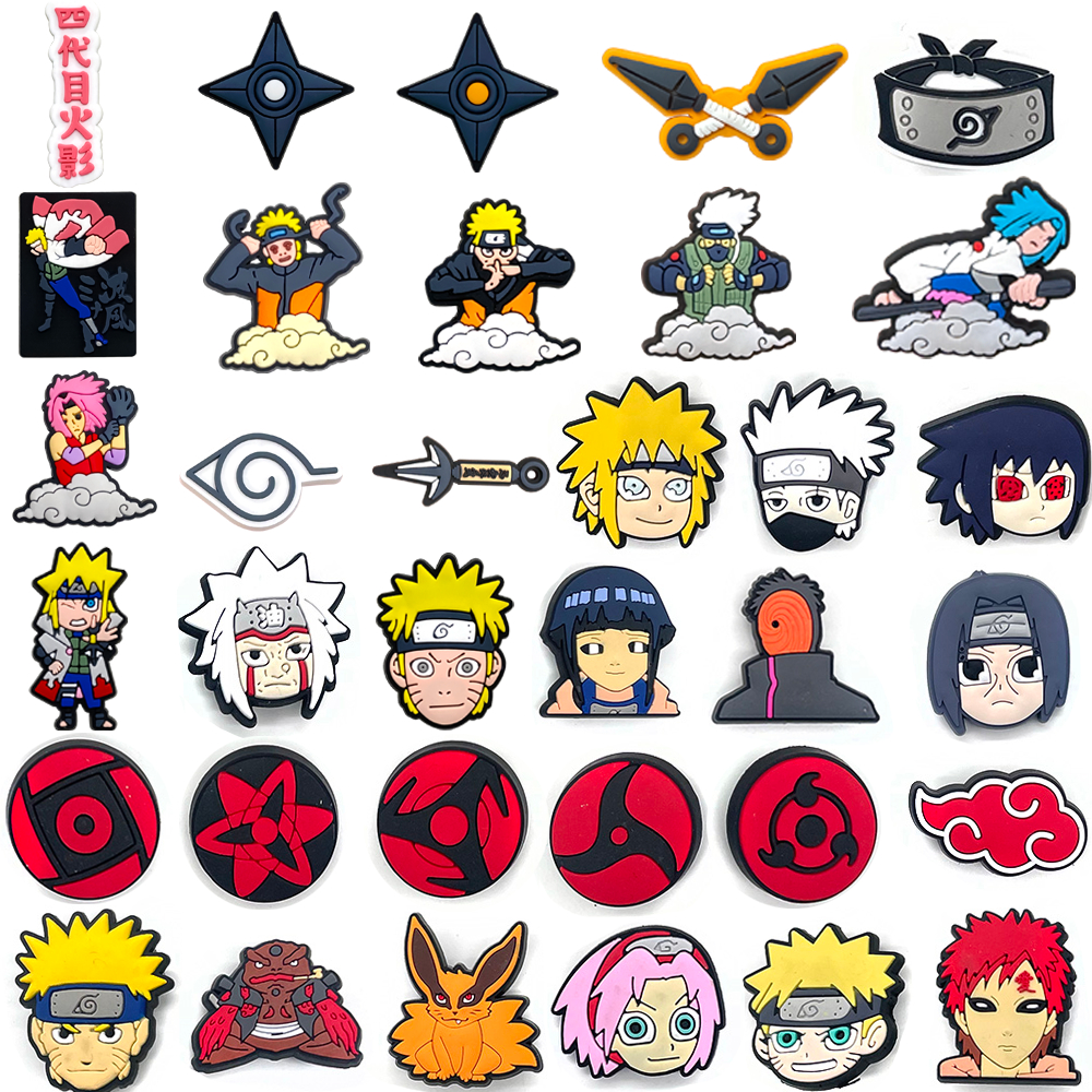Nova Chegada Naruto Anime Dos Desenhos Animados Legal Sapato Encantos Sandálias Pingente Botão Original Acessórios De Pr